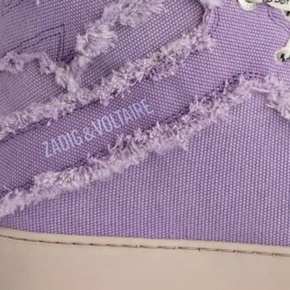 Zadig & Voltaire High Flash Purple/Lilac Canvas High Top Sneakers EU38/US 7-7.5 - Picture 5 of 16